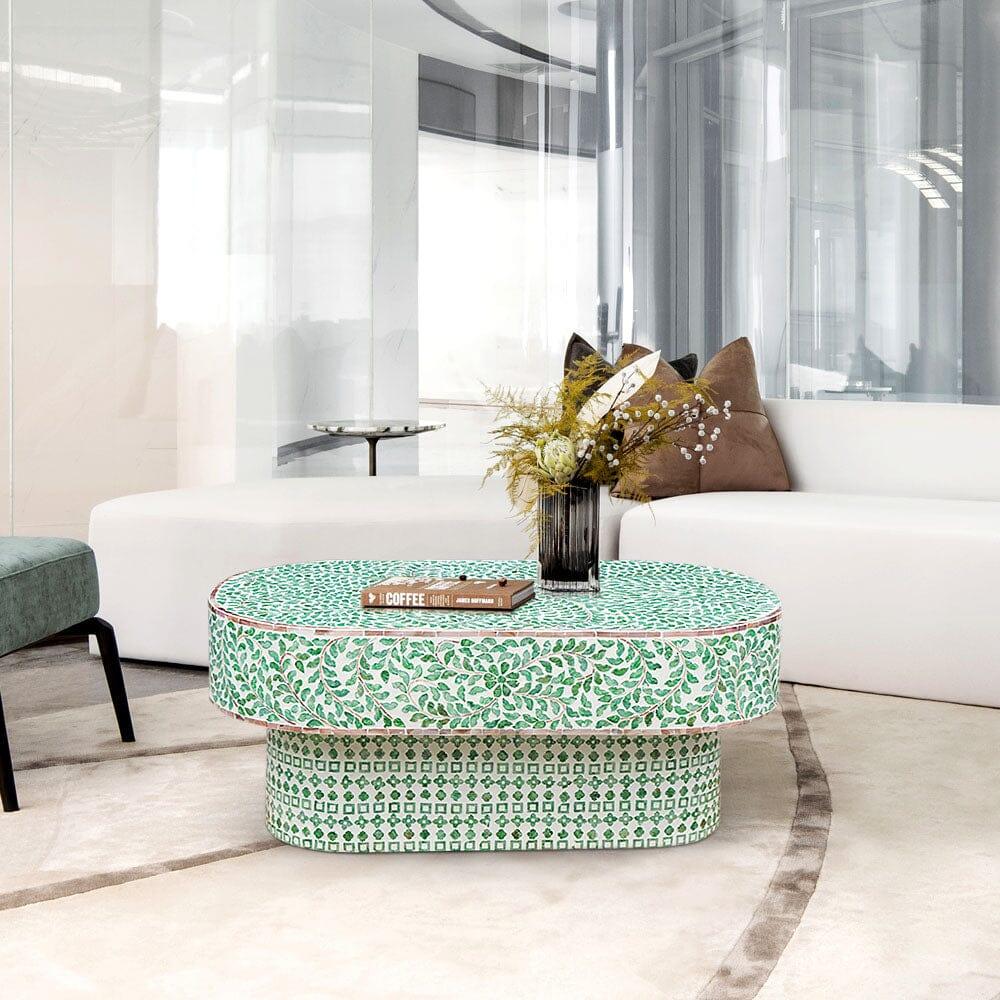 AMELIA OVAL MOTHER OF PEARL COFFEE TABLE - Mekamart Australia