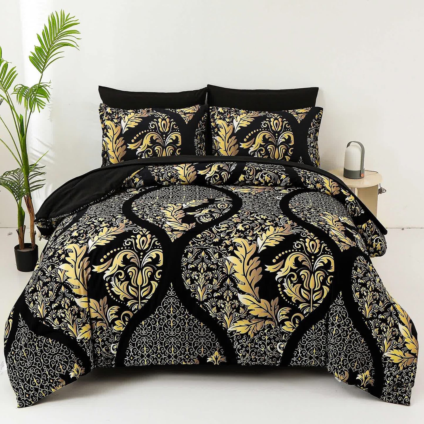 Regal Elegance Black and Gold 3 Pc Comforter & Pillow Cover Set KING