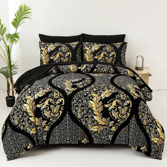 Regal Elegance Black and Gold 3 Pc Comforter & Pillow Cover Set KING