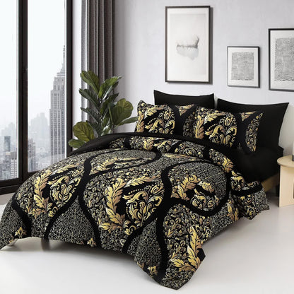 Regal Elegance Black and Gold 3 Pc Comforter & Pillow Cover Set KING