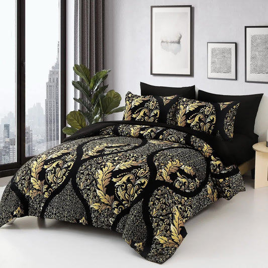 Regal Elegance Black and Gold 3 Pc Comforter & Pillow Cover Set KING