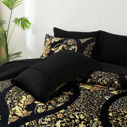 Regal Elegance Black and Gold 3 Pc Comforter & Pillow Cover Set KING