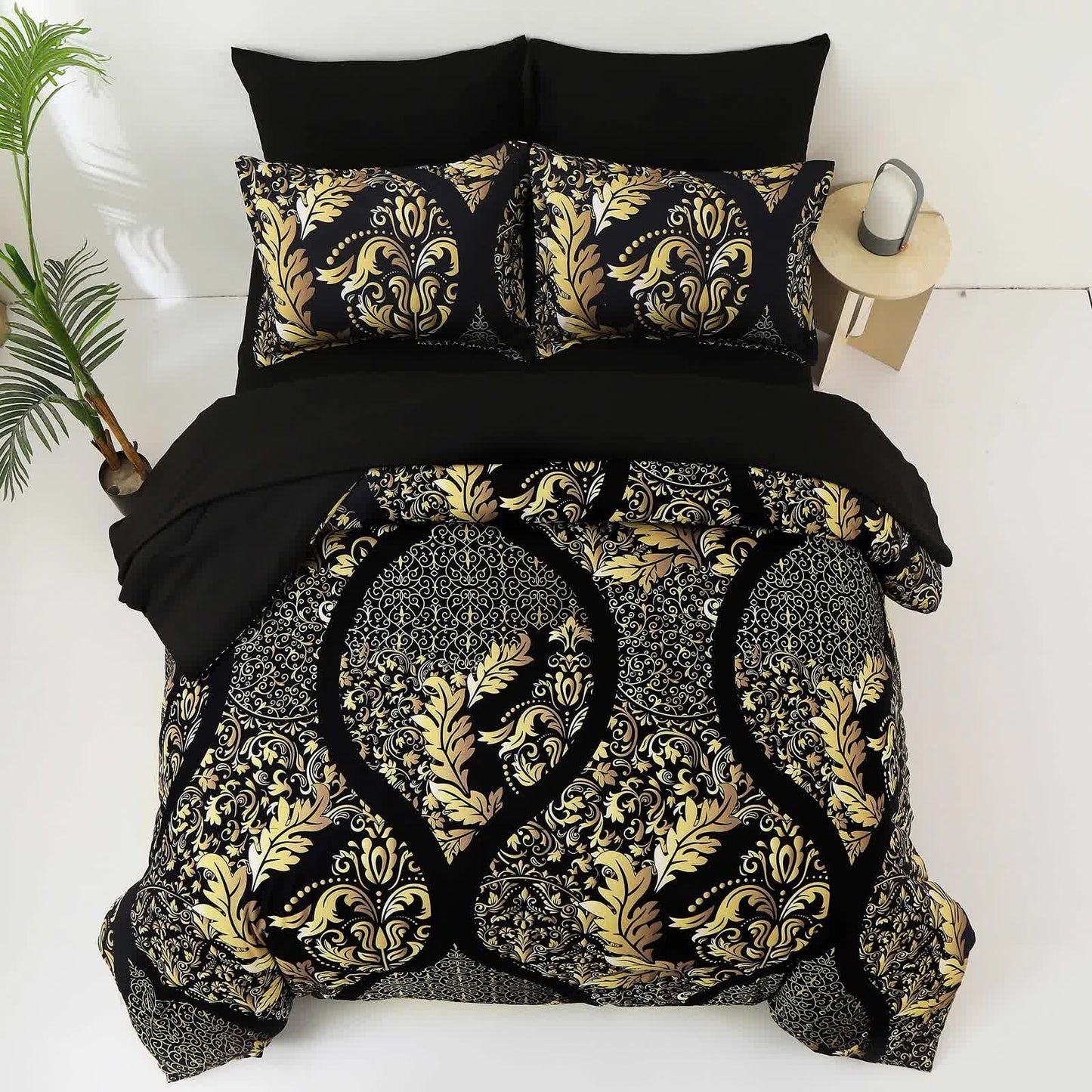 Regal Elegance Black and Gold 3 Pc Comforter & Pillow Cover Set KING