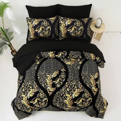 Regal Elegance Black and Gold 3 Pc Comforter & Pillow Cover Set KING