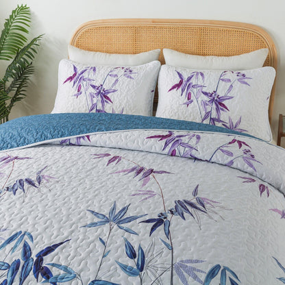 Ornate Vintage Lace purple blue3 Pc Bedspread & Pillow Cover Set