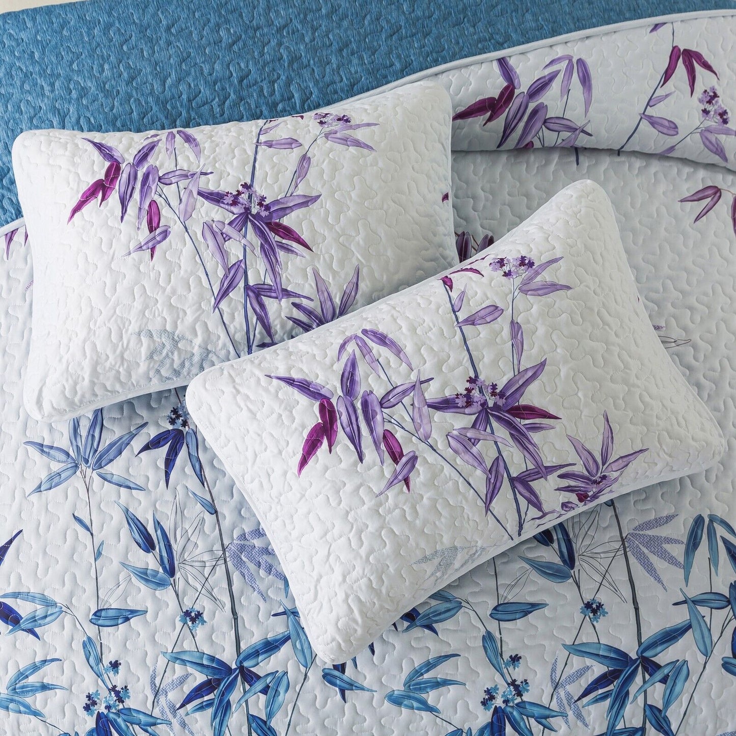 Ornate Vintage Lace purple blue3 Pc Bedspread & Pillow Cover Set