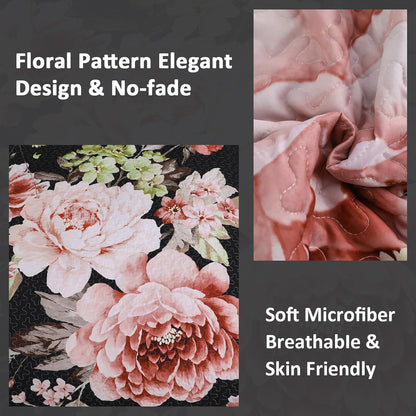 Botanical Evergreen Floral Cozy 3 Pc Bedspread & Pillow Cover Set