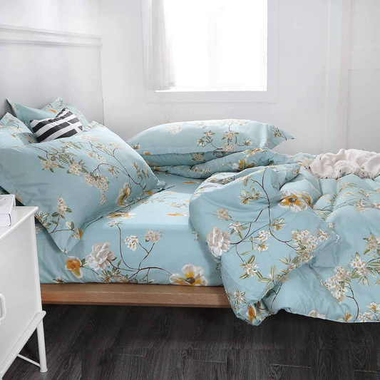 Floral Soft Comforter Set, Queen/King Size, Quilted Bedding for All Seasons