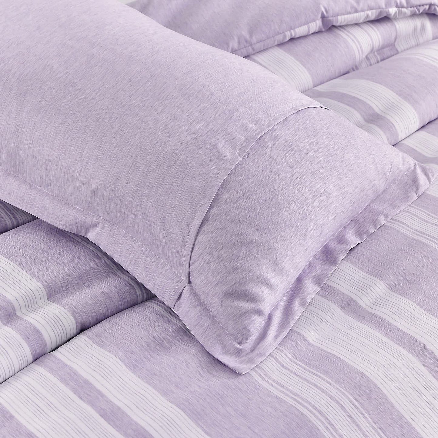 Midnight Calm stripes purple 3‑Piece Bedding – Cozy comforter Style
