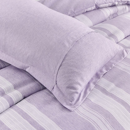 Midnight Calm stripes purple 3‑Piece Bedding – Cozy comforter Style