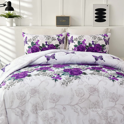 Luxe Loft Purple rose Quilted Comforter & Shams – Trending 3‑Piece Set