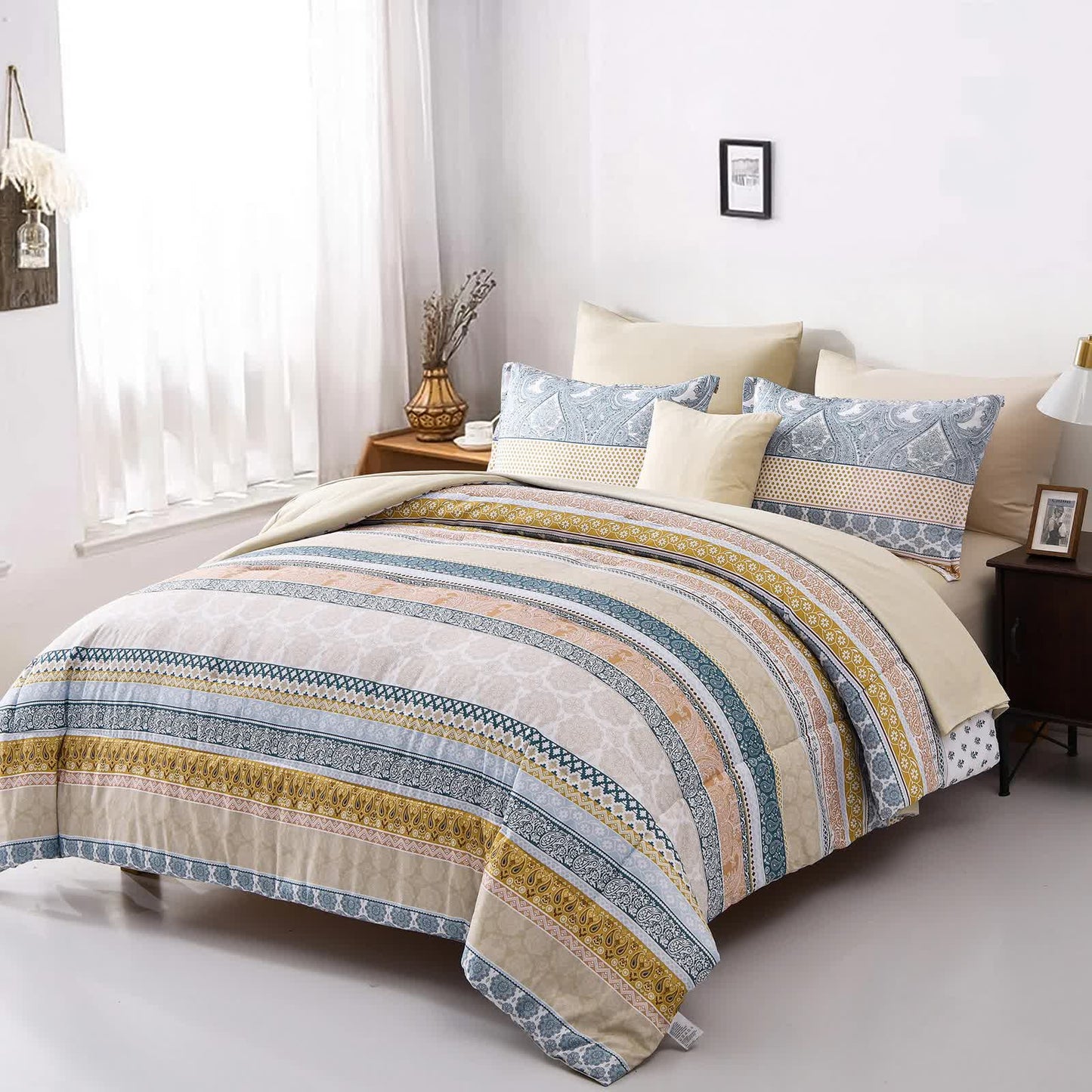 Luxe Loft Boho Quilted Comforter & Shams – Trending 3‑Piece Set