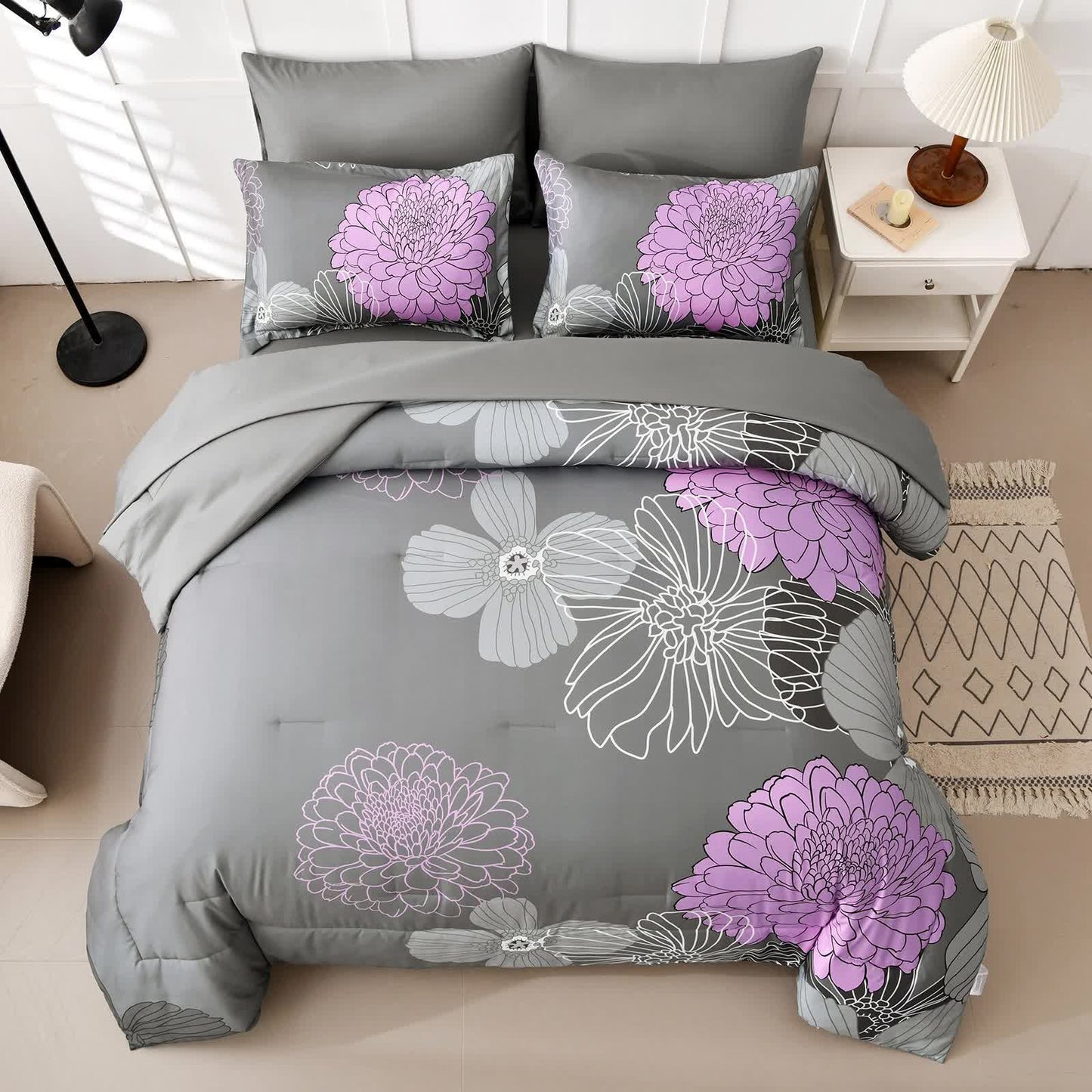 Cloud Nine grey purple Bedding – 3‑Piece Comforter Set for Everyday Chill
