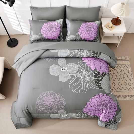 Cloud Nine grey purple Bedding – 3‑Piece Comforter Set for Everyday Chill