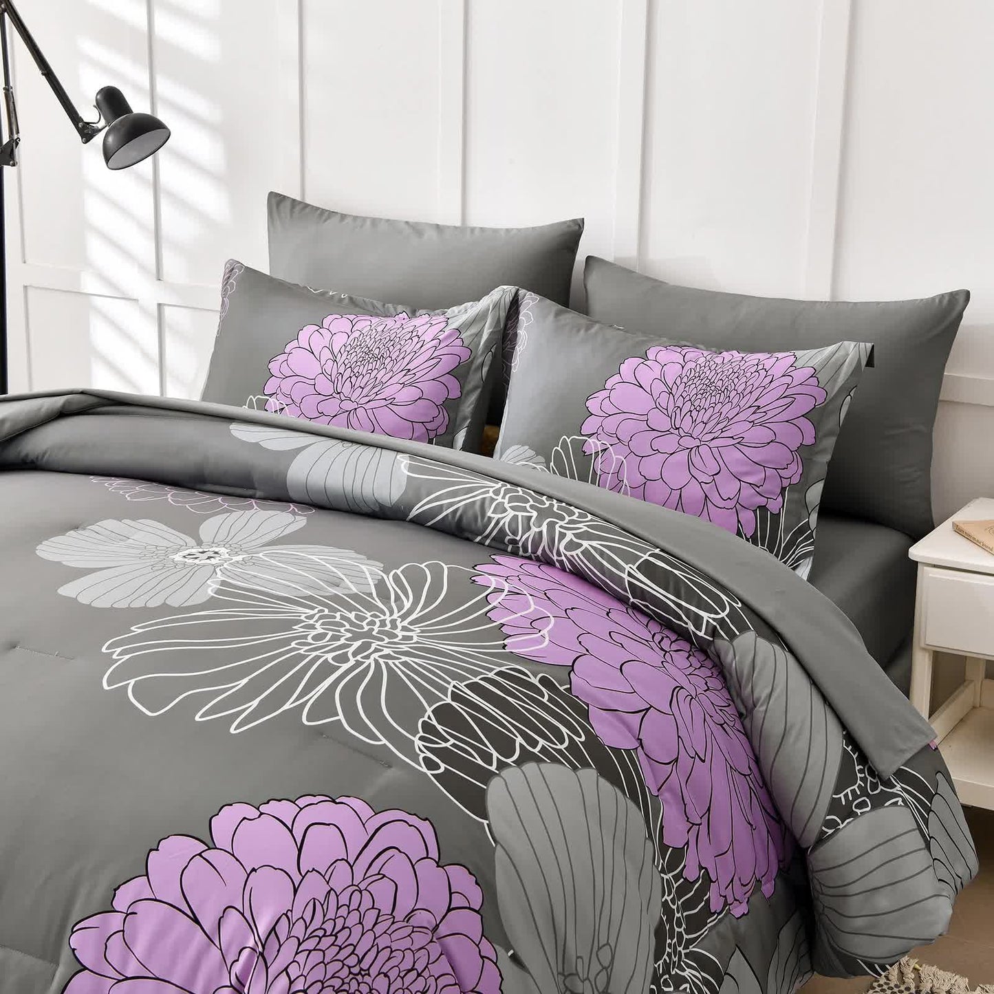 Cloud Nine grey purple Bedding – 3‑Piece Comforter Set for Everyday Chill