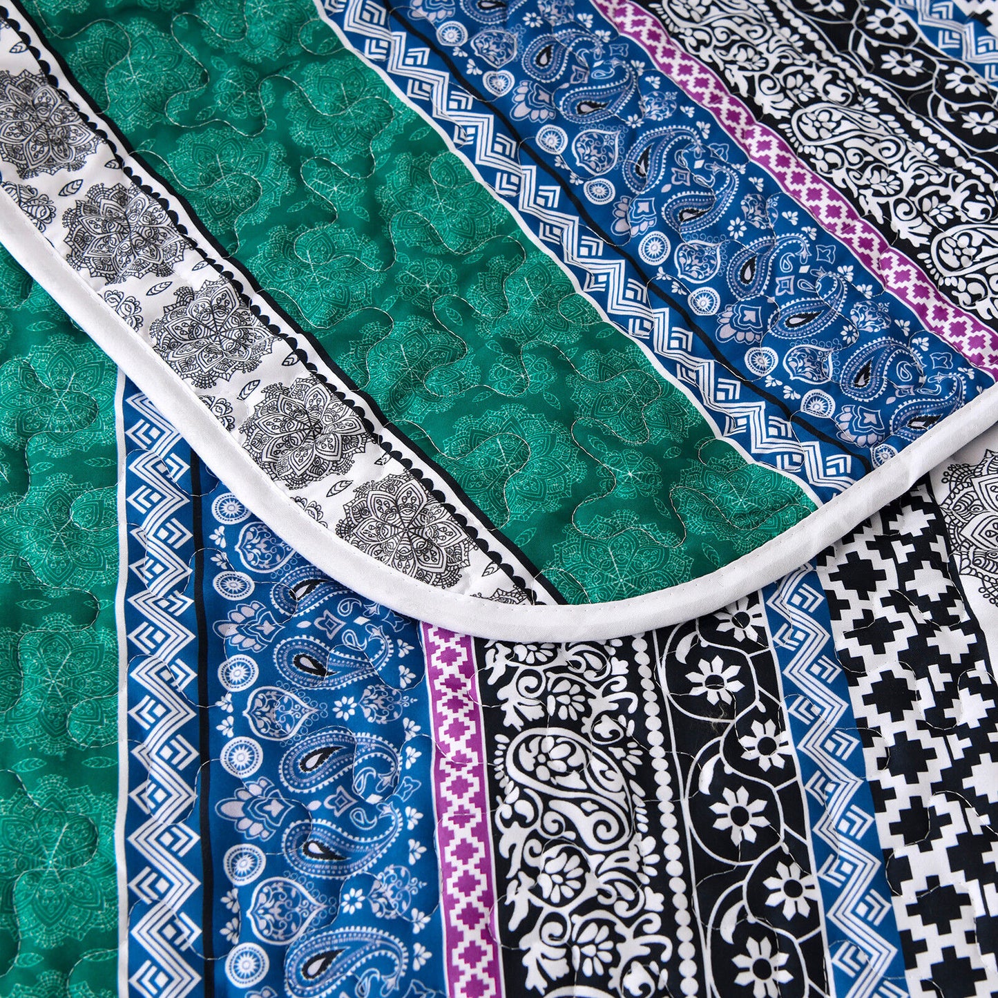 Romantic Blush green grey 3 Pc Bedspread & Pillow Cover Set