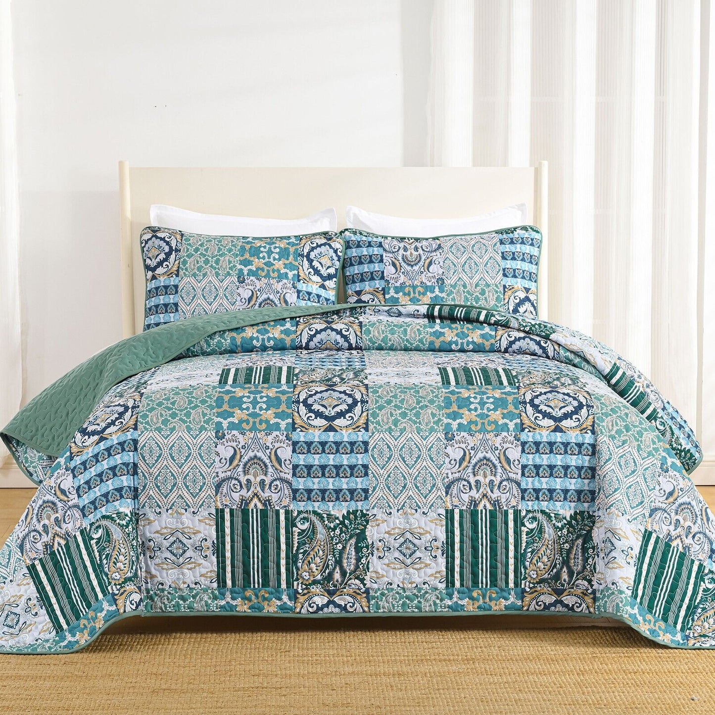 Exquisite Regal Purple 3 Pc Bedspread & Pillow Cover Set