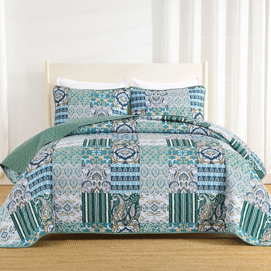 Exquisite Regal Purple 3 Pc Bedspread & Pillow Cover Set