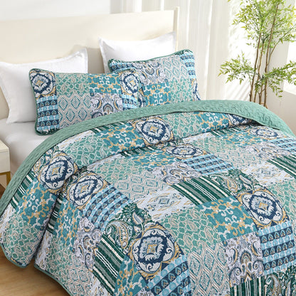 Exquisite Regal Purple 3 Pc Bedspread & Pillow Cover Set