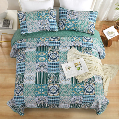 Exquisite Regal Purple 3 Pc Bedspread & Pillow Cover Set