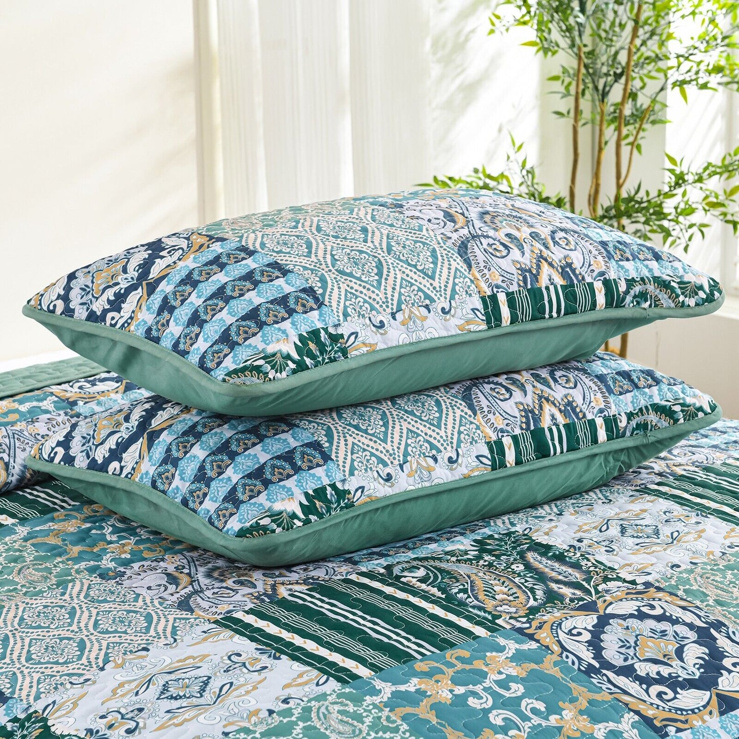 Exquisite Regal Purple 3 Pc Bedspread & Pillow Cover Set