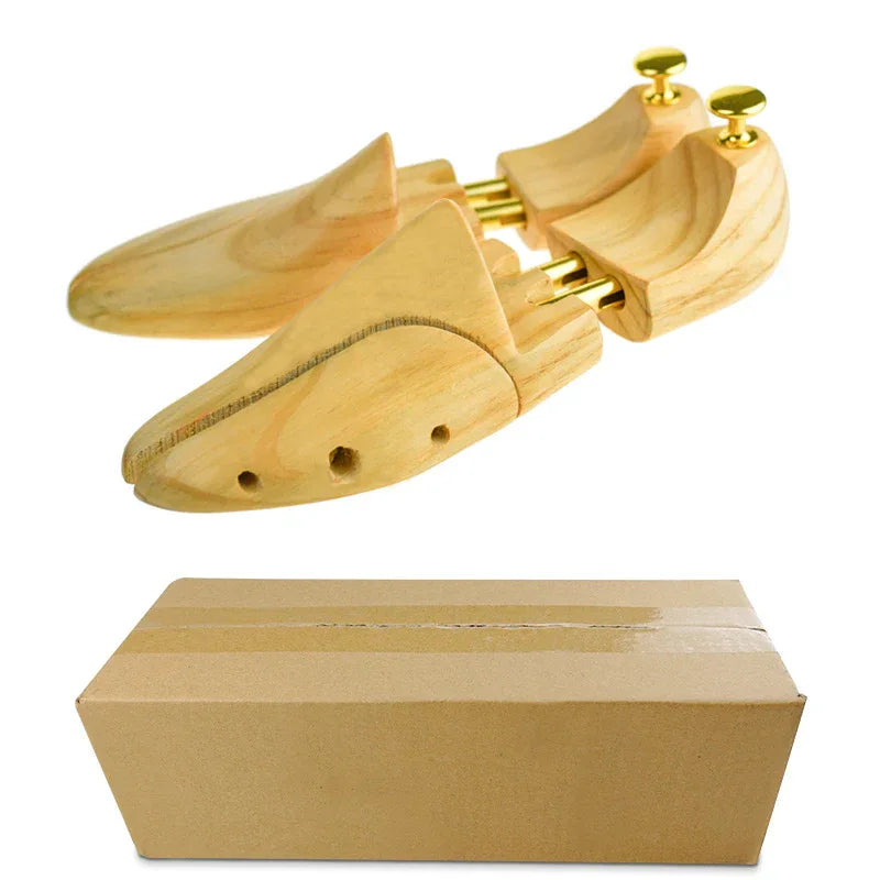 Adjustable Pine Wood Shoe Tree with Brass Knobs, Size EUR 37-38 - Mekamart Australia