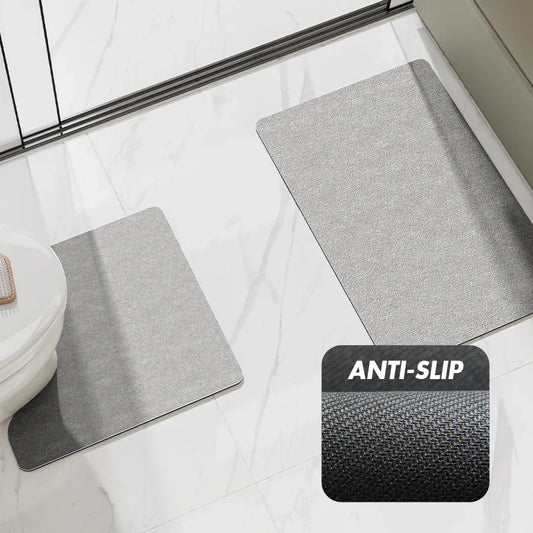 Green Bathroom Floor Mat Set - U-Shaped Toilet Mat 50*50cm & Rectangular 40x60cm Mat for Bathroom - Mekamart Australia