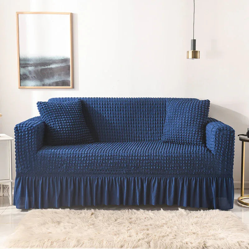 Elastic sofa cover blue (305-360cm) - Mekamart Australia