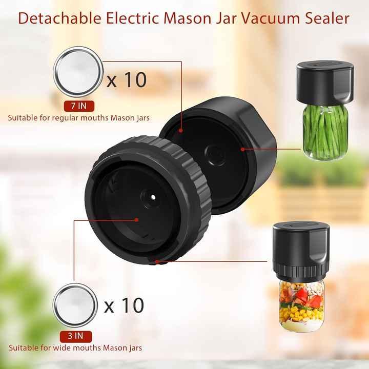 Black Automatic Electric Mason Jar Vacuum Sealer - Compact Food Preservation Machine with Digital Display - Mekamart Australia