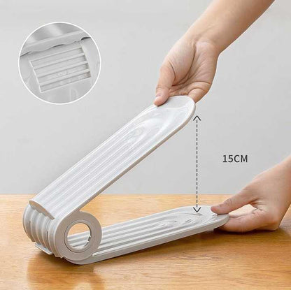 2 PCS Grey Adjustable Shoe Slot Organizer - Space-Saving Shoe Storage Solution for Closet and Shelf - Mekamart Australia