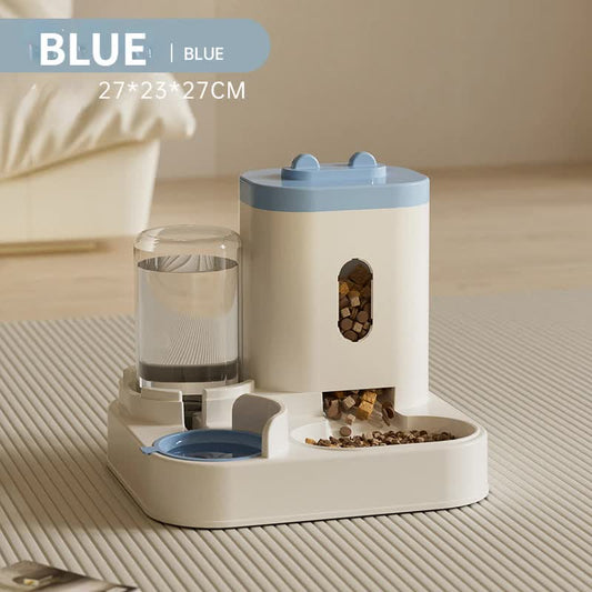 Blue Automatic Pet Feeder and Water Dispenser - Smart Dog Bowl & Cat Feeder, Universal Pet Feeding Station, Electric Pet Water Fountain