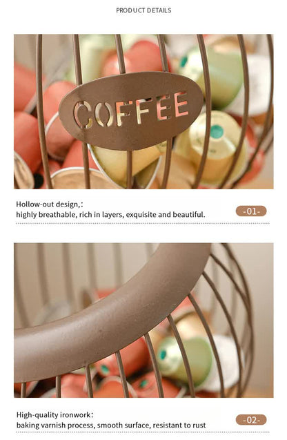 Gold Elegant Metal Coffee Capsule Storage Basket - Multifunctional Fruit and Snack Holder for Modern Home Decor