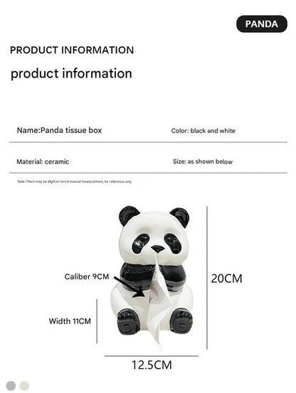 Ceramic Panda Tissue Box Holder - Creative Cartoon Napkin Dispenser for Home Decor