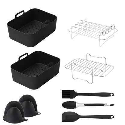 9-Piece Air Fryer Accessories Set - Silicone Liners, Grill Racks, Cooking Tools