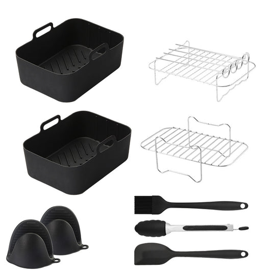 9-Piece Air Fryer Accessories Set - Silicone Liners, Grill Racks, Cooking Tools