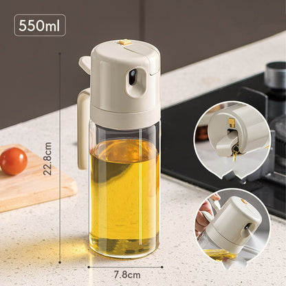 550ml Oil Sprayer and Pourer Bottle - Dual Function for Cooking