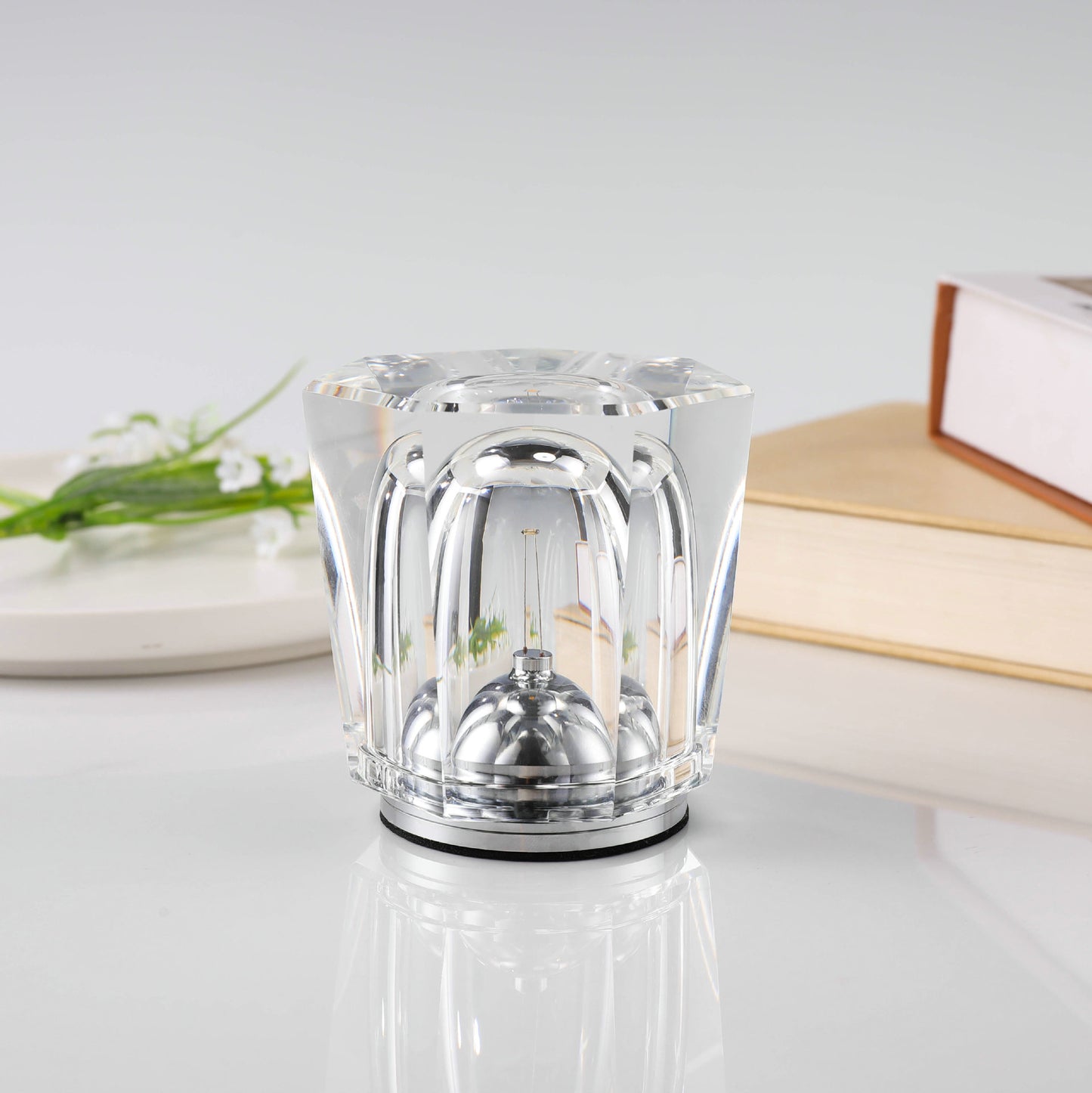 Crystal LED Table Lamp with Starburst Effect, Rechargeable and Portable Design,Type A 90mm (H) × 82mm (W)