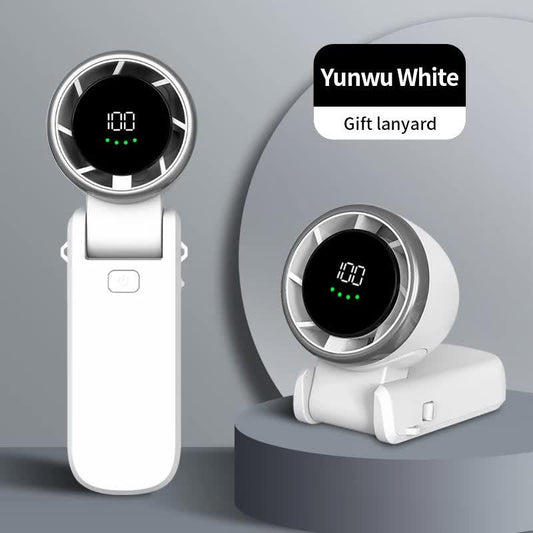 White Portable USB Rechargeable Handheld Fan with Digital Display - Mekamart Australia