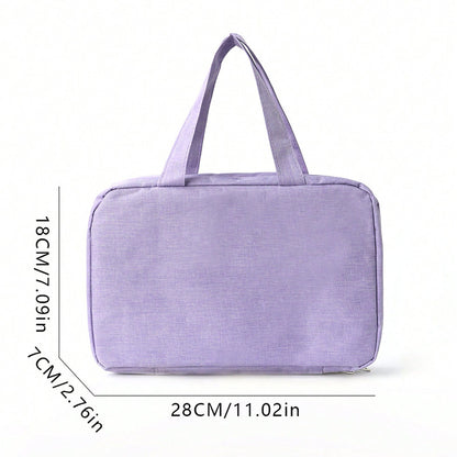 Purple Multipurpose Portable Travel Toiletry Bag - Waterproof Cosmetic Organizer with Zipper