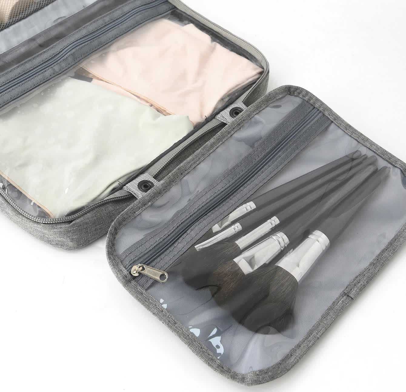 Blue Multipurpose Portable Travel Toiletry Bag - Waterproof Cosmetic Organizer with Zipper