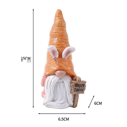 Easter Egg Easter Bunny Gnome Figurines - Handmade Carrot Hat Decorations for Easter Home Decor - Mekamart Australia