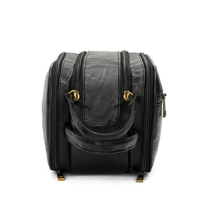 Brown Vintage Leather Makeup Bag with Multi-Compartment Organizer - Travel Cosmetic Case