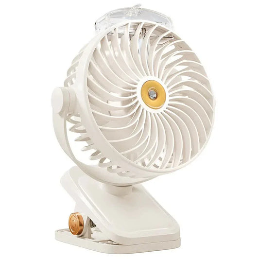 White Portable Clip-On Mist Fan - Rechargeable Cooling Fan with Adjustable Spray Modes - Mekamart Australia