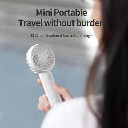 White Mini Handheld Rechargeable Fan - Portable USB-Powered Cooling with Keyring - Mekamart Australia