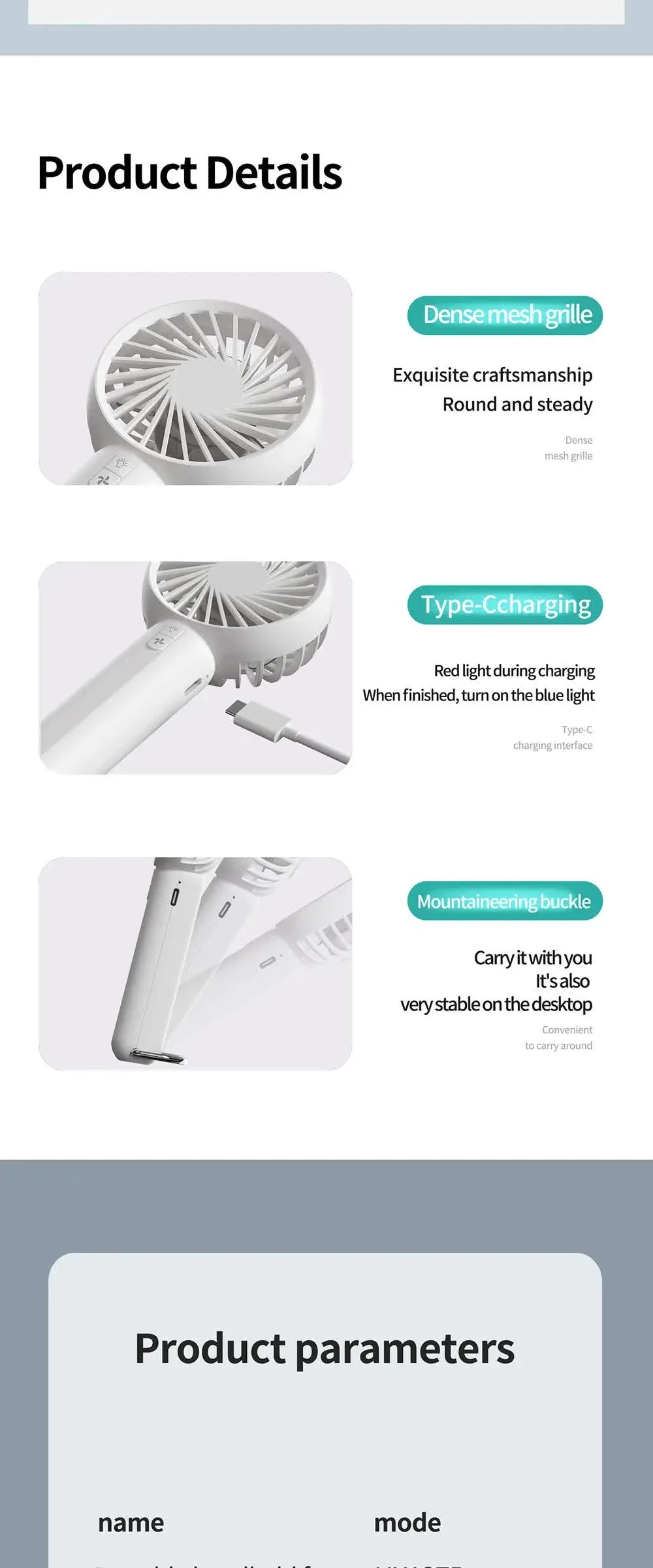 White Mini Handheld Rechargeable Fan - Portable USB-Powered Cooling with Keyring - Mekamart Australia