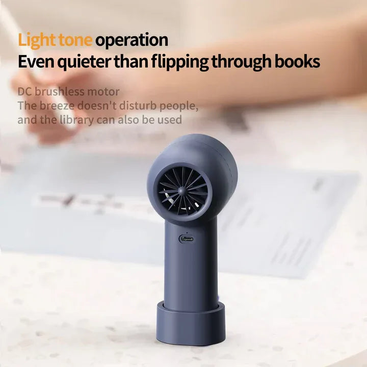 White Portable Mini Bladeless Fan - Rechargeable Handheld Fan with LED Display - Mekamart Australia