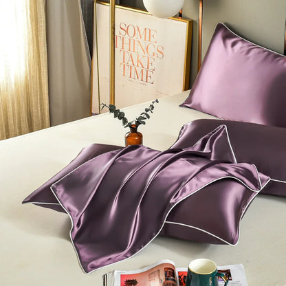 Purple Luxury Double-Sided Satin Silk Pillowcase - Summer Cooling Polyester Pillow Cover Set(Without Pillow Core) - Mekamart Australia