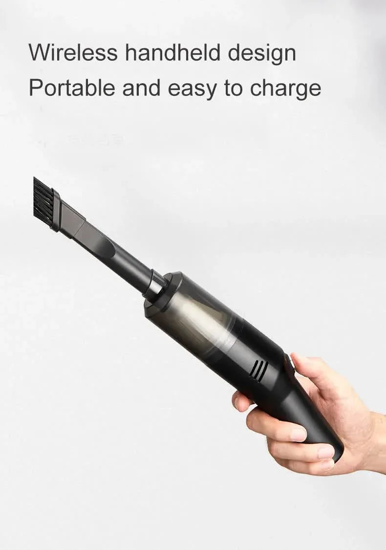 White Wireless Portable Vacuum Cleaner - Handheld Mini Car Vacuum for Wet & Dry Use, Pet Hair Remover, Lightweight Home Cleaner - Mekamart Australia