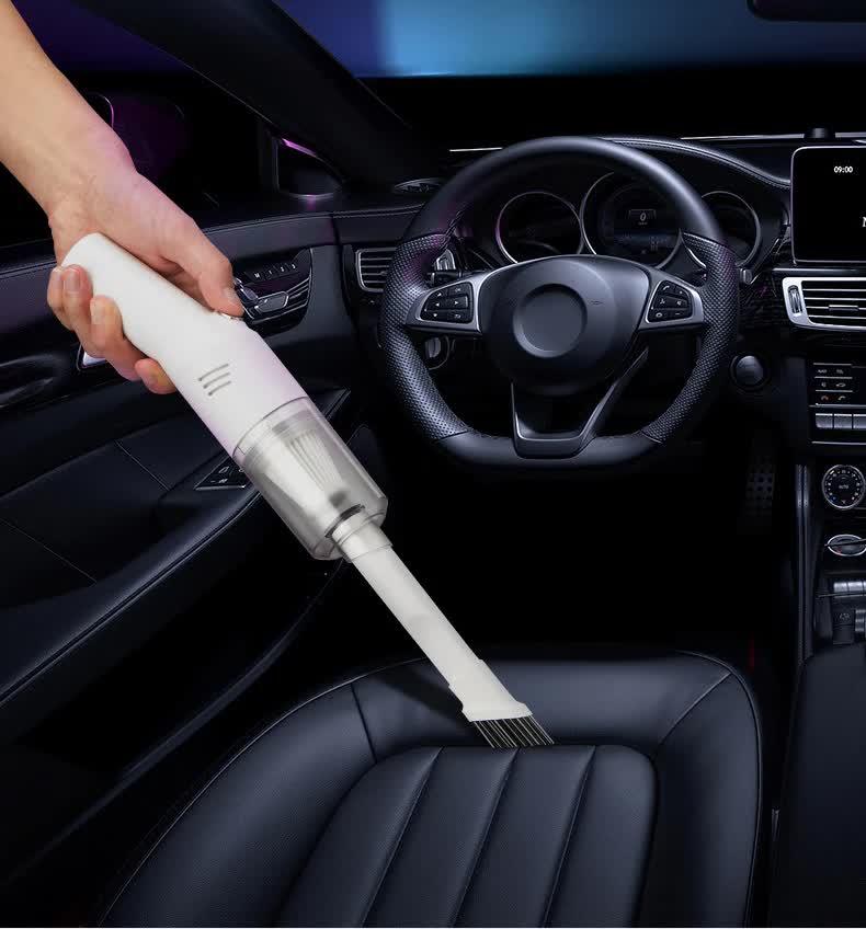 White Wireless Portable Vacuum Cleaner - Handheld Mini Car Vacuum for Wet & Dry Use, Pet Hair Remover, Lightweight Home Cleaner - Mekamart Australia