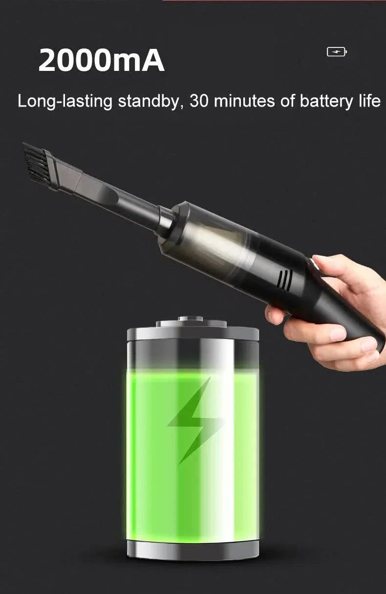 White Wireless Portable Vacuum Cleaner - Handheld Mini Car Vacuum for Wet & Dry Use, Pet Hair Remover, Lightweight Home Cleaner - Mekamart Australia